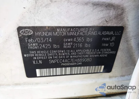 2014 Hyundai Sonata Limited из США, поврежденный, VIN 5NPEC4AC7EH889080